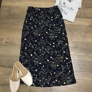 Y2K Ditsy Floral Vintage Long Aline Skirt with side slit